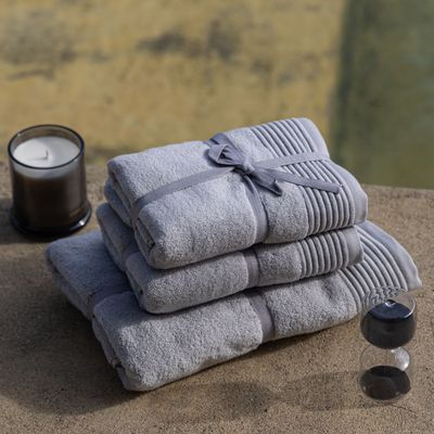 Serviettes de bain - Serviette de bain moelleuse Silver Mist. Coton biologique. Gris - SOWL