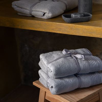 Bath towels - Fluffy Bath Towel Silver Mist. Organic Cotton. Grey - SOWL