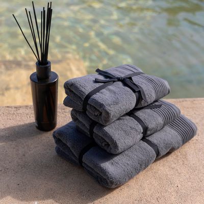 Bath towels - Bath Towel Soothing Shadows. Organic Cotton. Dark grey - SOWL