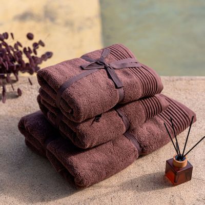 Serviettes de bain - Serviette de bain Chocolate Embrace. Coton biologique Marron - SOWL
