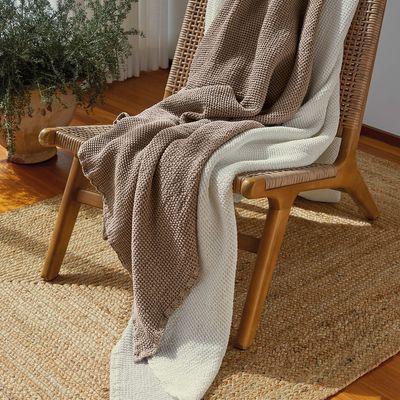 Throw blankets - Organic Cotton Throw Blanket Mocha - SOWL