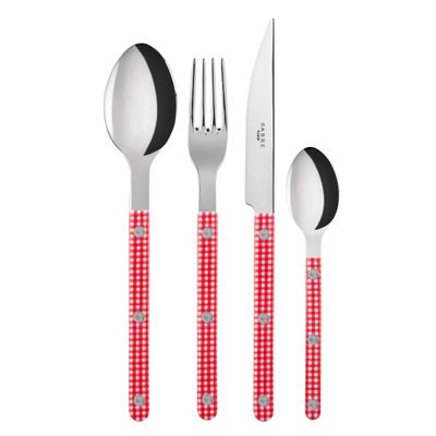 Flatware - Set of 4 pieces- Bistrot Gingham, Red - SABRE PARIS