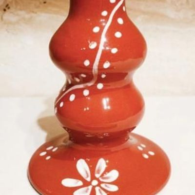 Ceramic - Anthologist Ceramic Candlestick With Handle in Red Clay - ANTHOLOGIST