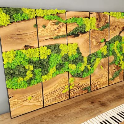 Autres décorations murales - "Art Mural sur Mesure en Bois de Mousse et d'Olivier : Multiples Sculptures Murales Haut de Gamme Faites Main" 114CMX38CM - ARTDESIGNA