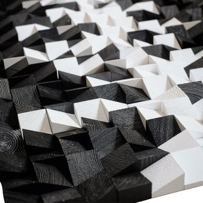 Autres décorations murales - "Noir et Blanc : Sculpture Murale en Bois de Qualité Supérieure Fait Main Édition Limitée" 110CMX55CM - ARTDESIGNA