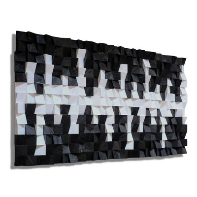 Other wall decoration - "Black and White: Premium Wood Handmade Wall Sculpture Limited Edition" 110CMX55CM - ARTDESIGNA