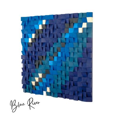Other wall decoration - "Blue River: Premium Wood Handmade Wall Sculpture Limited Edition" 100CMX100CM - ARTDESIGNA