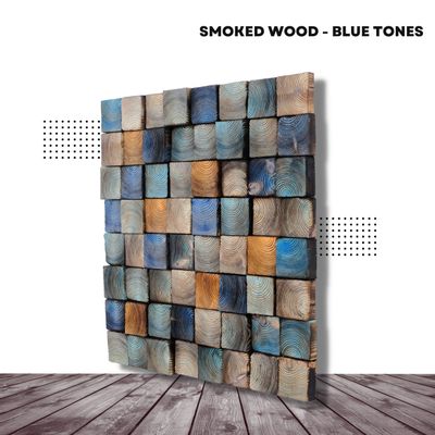 Autres décorations murales - "Sculpture Murale Fumée Bleue : Édition Limitée en Bois de Qualité Supérieure Fait Main" 100CMX100CM - ARTDESIGNA