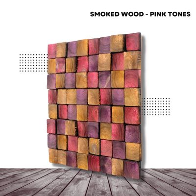 Autres décorations murales - "Sculpture Murale Fumée Rose : Édition Limitée en Bois de Qualité Supérieure Fait Main" 100CMX100CM - ARTDESIGNA