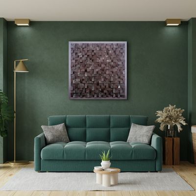 Autres décorations murales - "Copie de la Sculpture Murale Diamant Noir : Édition Limitée en Bois de Qualité Supérieure Fait Main" 100CMX100CM - ARTDESIGNA