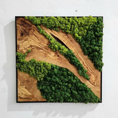 Autres décorations murales - "Art Mural sur Mesure en Bois de Mousse et d'Olivier : Sculptures Murales Haut de Gamme Faites Main" 100CMX100CM - ARTDESIGNA