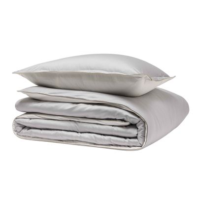 Linge de lit - NOBEL ARGENT/HERMINE/DÉSERT - Parure de lit en satin personnalisable - ALEXANDRE TURPAULT