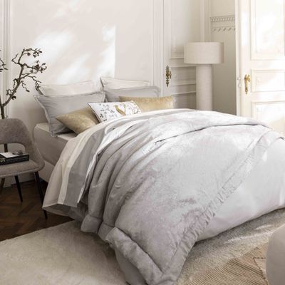 Bed linens - NOBEL SILVER/HERMINE/DESERT - Customizable satin bed linen set - ALEXANDRE TURPAULT