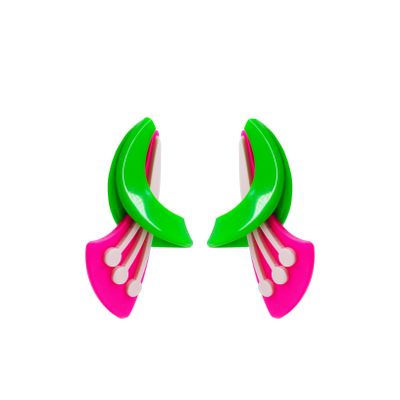 Jewelry - Earring Dual Flower Pink - GISSA BICALHO