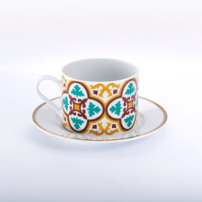 Tasses et mugs - Tasse à thé et soucoupe Delina de la collection Mediterranea Ancestry - STEPHANIE BORG®