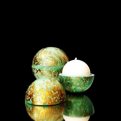 Objets design - Bougie Globe Vert Véronèse au Figuier - PONPON CURIOSITAS