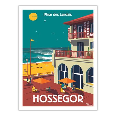 Poster - Poster HOSSEGOR Place des Landais - MARCEL TRAVELPOSTERS