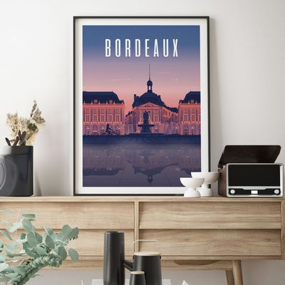 Poster - Poster BORDEAUX "Place de la Bourse By Night" - MARCEL TRAVELPOSTERS