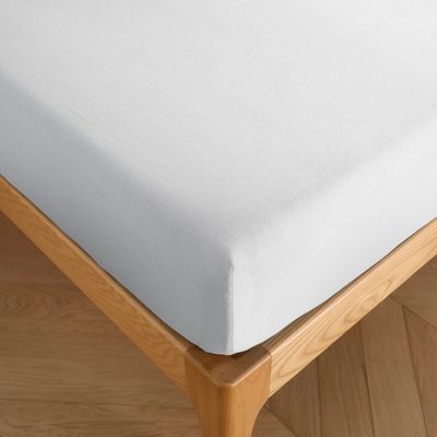 Bed linens - Fitted sheet 140 x 190 cm washed cotton 57 thread count WHITE - SLEEP RETREAT / COPENHAGEN HOME