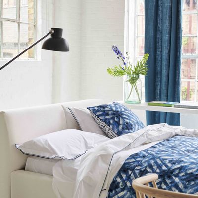 Bed linens - Indigo Batik Parquet - Cotton Quilt - DESIGNERS GUILD