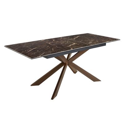 Dining Tables - Rectangular porcelain marble and steel extending dining table - ANGEL CERDÁ