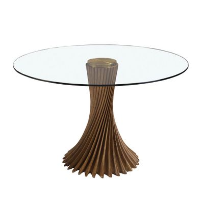 Dining Tables - Round tempered glass and walnut dining table - ANGEL CERDÁ
