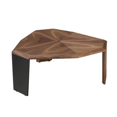 Coffee tables - Asymmetrical coffee table in walnut and black pvc - ANGEL CERDÁ