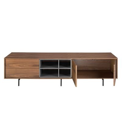 TV stands - TV stand walnut and black steel - ANGEL CERDÁ