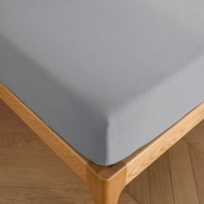 Bed linens - Fitted sheet 180 x 200 cm washed cotton 57 thread count GREY - SLEEP RETREAT / COPENHAGEN HOME