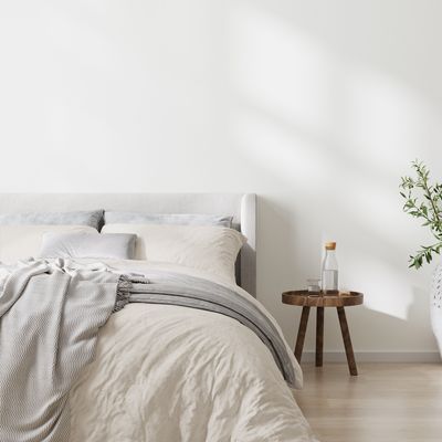 Bed linens - Bed set 200x200cm washed cotton 57 thread count WHITE - SLEEP RETREAT / COPENHAGEN HOME