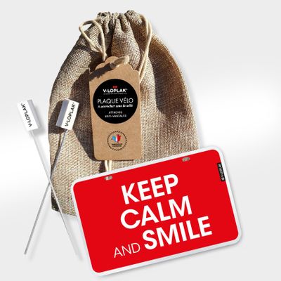 Gifts - Cycling badge "Keep Calm & Smile" (red) - V-LOPLAK (STREET ACCESSOIRE)