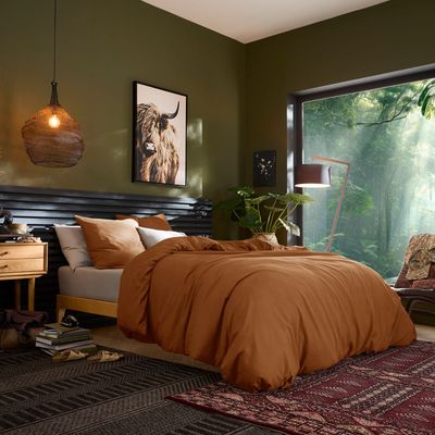 Bed linens - Bed set 50% linen 50% cotton 220 x 240 cm CARAMEL - SLEEP RETREAT / COPENHAGEN HOME