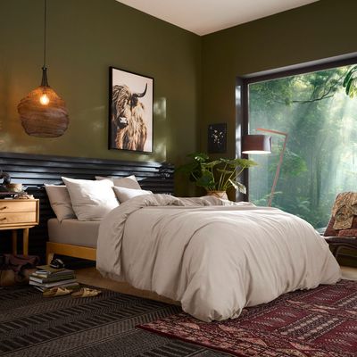 Bed linens - Bed set 50% linen 50% cotton 240 x 260cm CARAMEL - SLEEP RETREAT / COPENHAGEN HOME