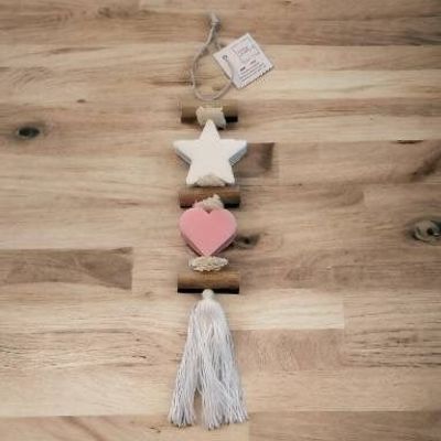 Objets de décoration - Braid 1 white star 1 pink heart - FABRIQUE LOMAELLE