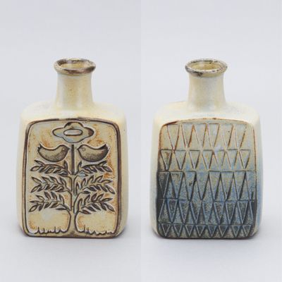 Vases - Vase　triangle and bird relief　(reversible) - KASHIWACRAFT
