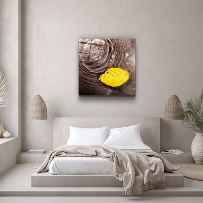 Autres décorations murales - ・"Yellow Leaf on the Water"|・Glass Wall Art  Artdesigna Glass Printing Wall Arts. - ARTDESIGNA