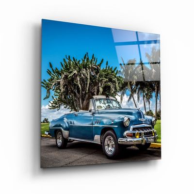 Other wall decoration - ・"Classic Blue Car"・Glass Wall Art | Artdesigna Glass Printing Wall Arts. - ARTDESIGNA