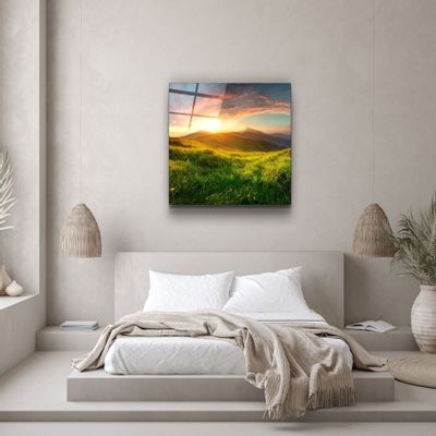 Other wall decoration - ・"Sunset Mountain"・Glass Wall Art | Artdesigna Glass Printing Wall Arts. - ARTDESIGNA