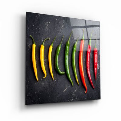 Autres décorations murales - ・"Colorful Peppers"・Glass Wall Art | Artdesigna Glass Printing Wall Arts. - ARTDESIGNA