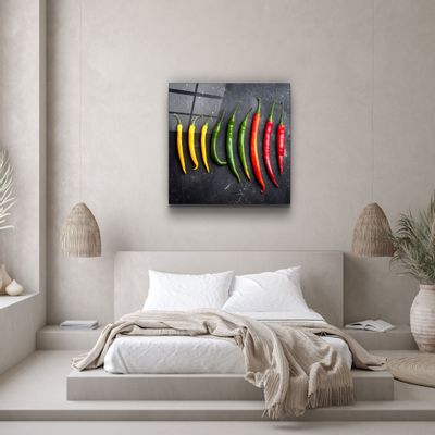 Autres décorations murales - ・"Colorful Peppers"・Glass Wall Art | Artdesigna Glass Printing Wall Arts. - ARTDESIGNA