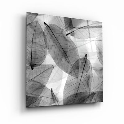 Autres décorations murales - ・"Black and White Leaves"・Glass Wall Art | Artdesigna Glass Printing Wall Arts. - ARTDESIGNA