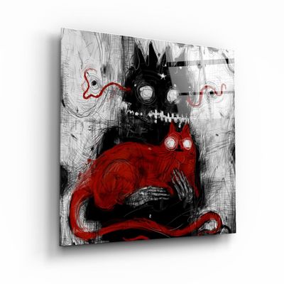 Autres décorations murales - ・"Abstract Cat"・Glass Wall Art | Artdesigna Glass Printing Wall Arts. - ARTDESIGNA
