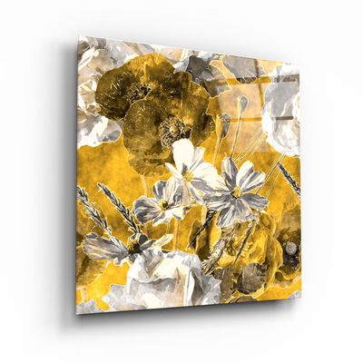 Other wall decoration - ・"Yellow Flowers"・Glass Wall Art | Artdesigna Glass Printing Wall Arts. - ARTDESIGNA