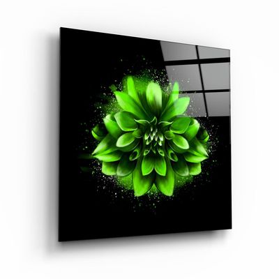 Other wall decoration - ・"Green Flower"・Glass Wall Art | Artdesigna Glass Printing Wall Arts. - ARTDESIGNA