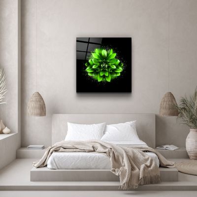 Autres décorations murales - ・"Green Flower"・Glass Wall Art | Artdesigna Glass Printing Wall Arts. - ARTDESIGNA