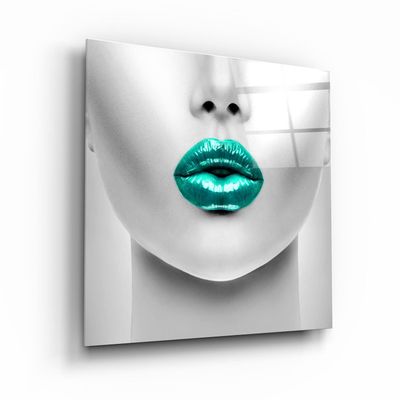 Autres décorations murales - ・"Green Lips"・Glass Wall Art | Artdesigna Glass Printing Wall Arts. - ARTDESIGNA