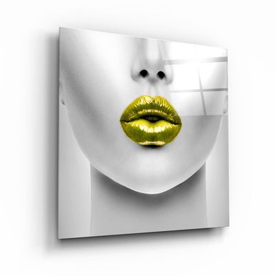 Other wall decoration - ・"Yellow Lips"・Glass Wall Art | Artdesigna Glass Printing Wall Arts. - ARTDESIGNA
