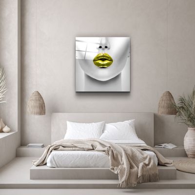 Autres décorations murales - ・"Yellow Lips"・Glass Wall Art | Artdesigna Glass Printing Wall Arts. - ARTDESIGNA