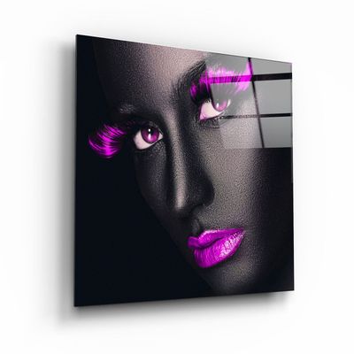 Other wall decoration - ・"Pink Lips and Eyes"・Glass Wall Art | Artdesigna Glass Printing Wall Arts. - ARTDESIGNA