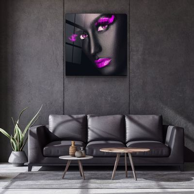 Other wall decoration - ・"Pink Lips and Eyes"・Glass Wall Art | Artdesigna Glass Printing Wall Arts. - ARTDESIGNA